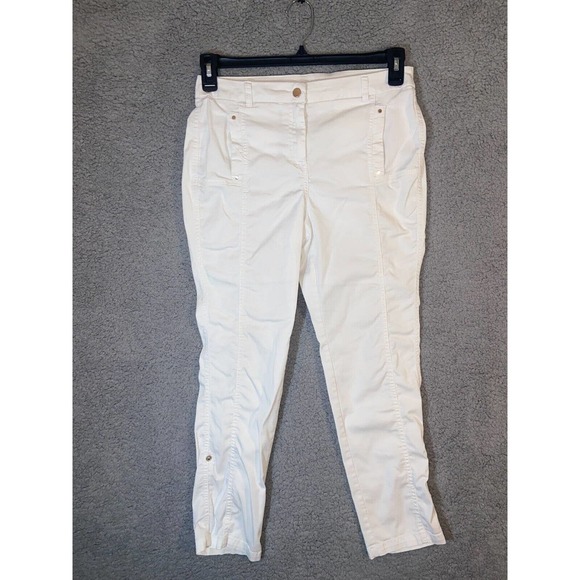 Chico's Petite Ankle Pants Skinny Petite 0 White Ankle Ruched Midi Adult Womens - Picture 1 of 11